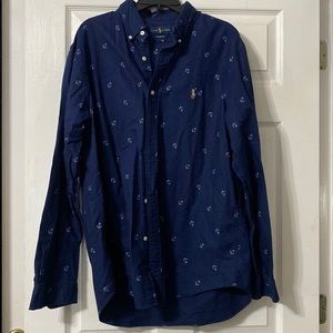 Navy Nautical Ralph Lauren Button Down Casual Shirt Sz XL